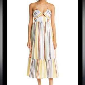 ALEMAIS Axum Stripe Organic Cotton Tiered Cutout Halter